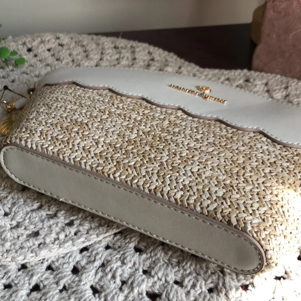 Nanette Lepore Cream and Natural Straw Wristlet Clutch
